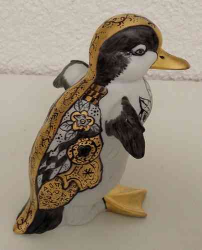 Porzellan Pinguin Goldbemalt